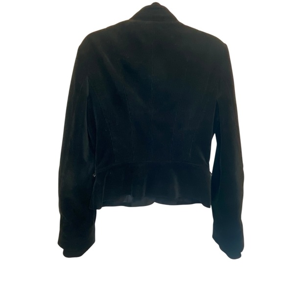 ELIE TAHARI Black Corduroy 2- Layer Zip Bomber Coat Jacket - SZ Medium - Picture 4 of 16